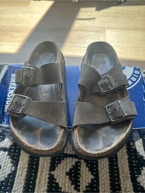 Birkenstock Dark Brown Suede Adjustable Double-Strap Sandals